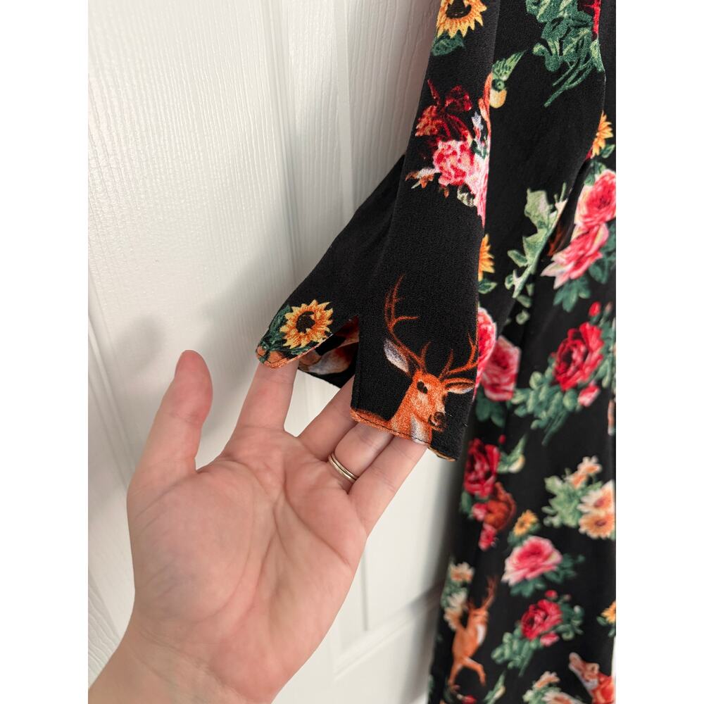 Hell Bunny Vixen Woodland Creature Fox Deer Floral Peter Pan Collar Dress Retro - Picture 6 of 10